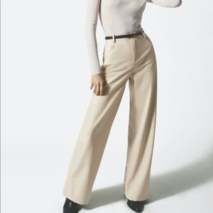 Zara faux leather wide leg pants